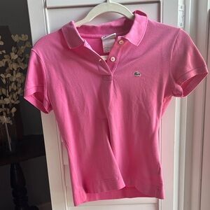 Lacoste Girls' Bright Pink Short Sleeve Polo with Crocodile Logo